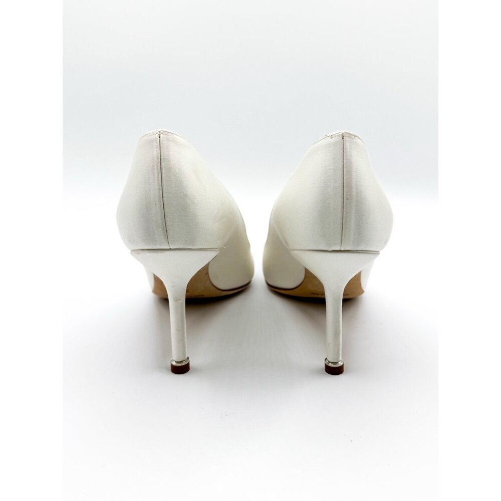 Manolo Blahnik Hangisi 70 Embellished Satin Jewel Buckle Designer Wedding Pumps - Picture 5 of 9